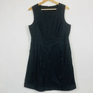 Oleg Cassini Basic Black Square Woven Pattern Sleeveless Cocktail Dress Women 14